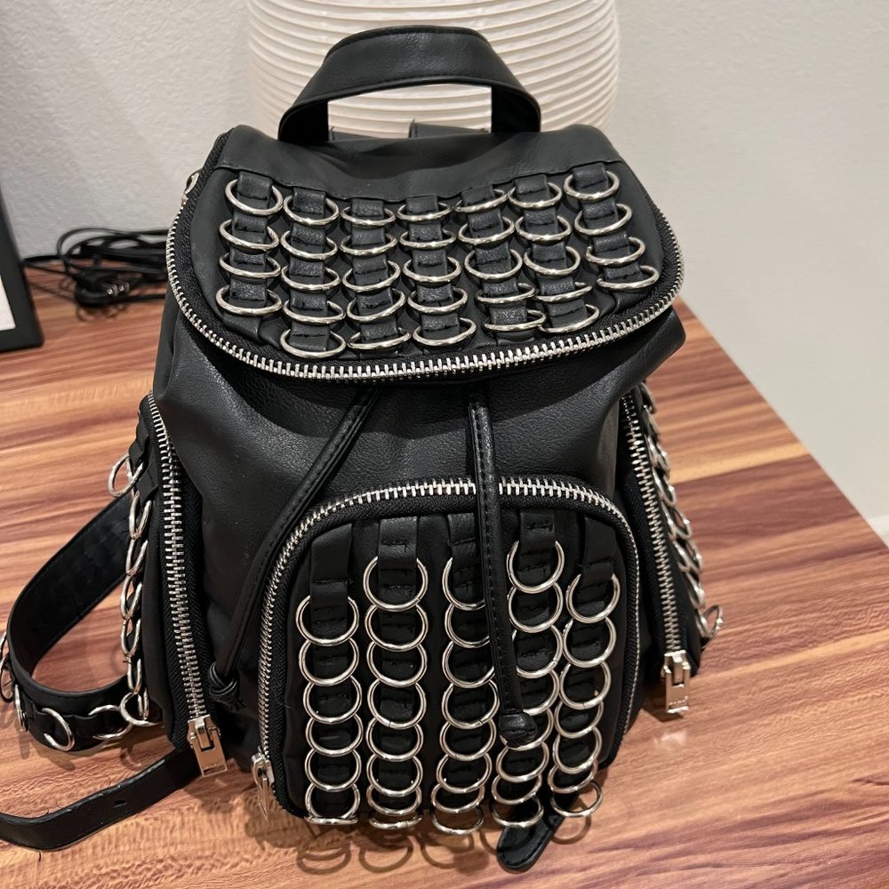 Rare UNIF x Candy Seeker O-Ring Backpack Black Vegan Leather - Picture 2 of 14